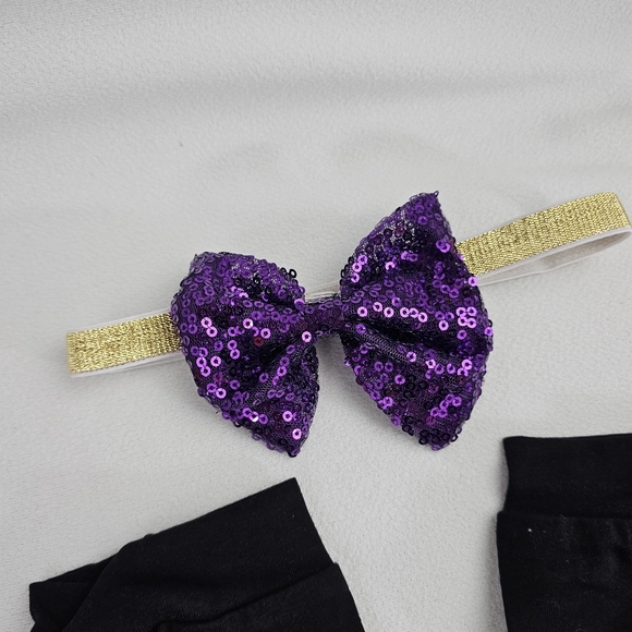 Baby Girl Halloween Outfit - Romper Tutu Leg Warmers Headband - Picture 7 of 11